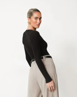 Kathleen Long Sleeve Top (Black)*CHARCOAL Sale