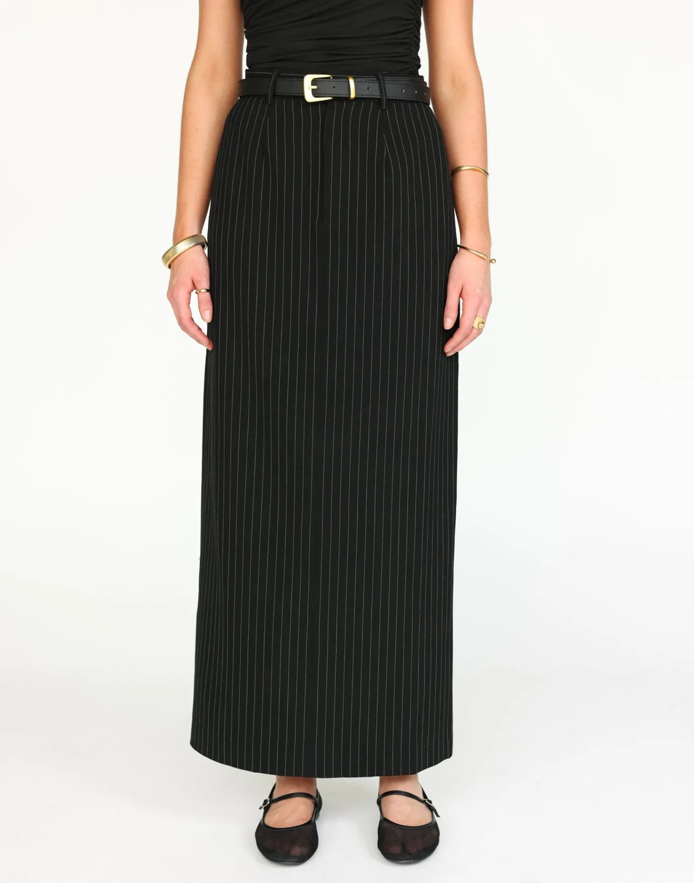 Kenza Maxi Skirt (Black Pinstripe)*CHARCOAL Fashion