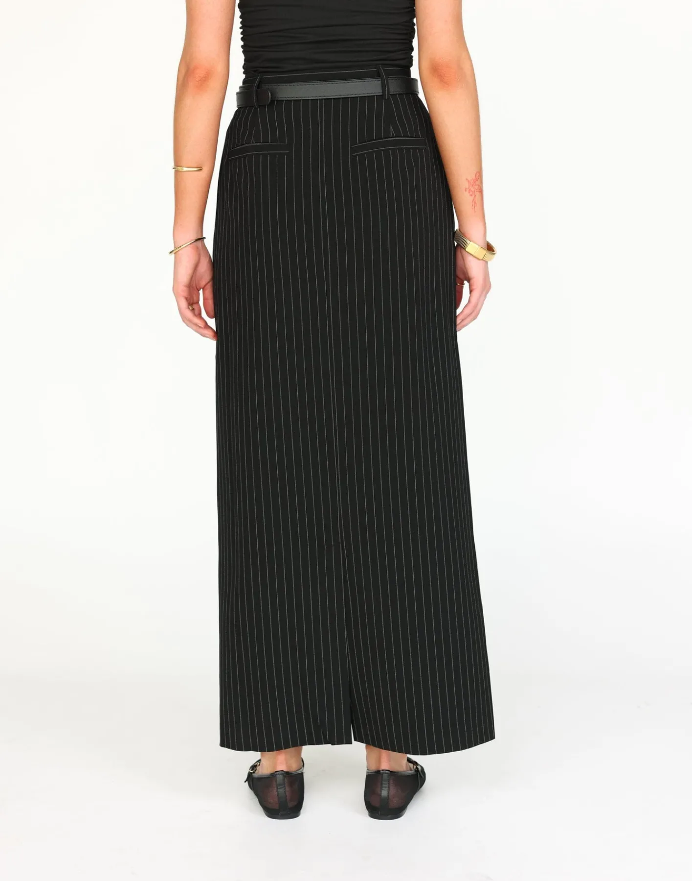 Kenza Maxi Skirt (Black Pinstripe)*CHARCOAL Fashion