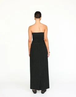Kenza Maxi Skirt (Black Pinstripe)*CHARCOAL Fashion