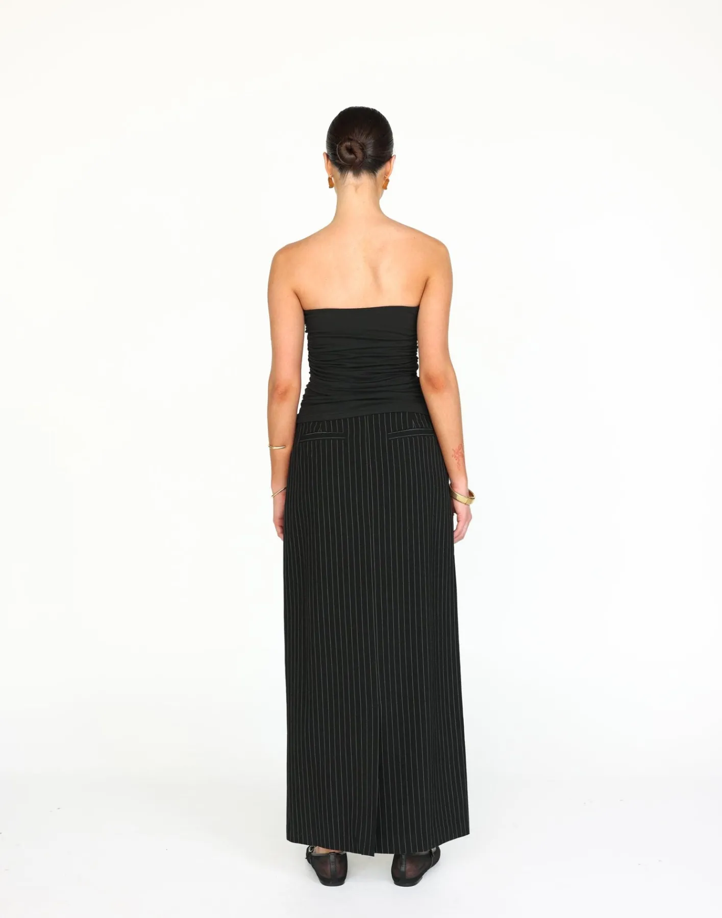 Kenza Maxi Skirt (Black Pinstripe)*CHARCOAL Fashion