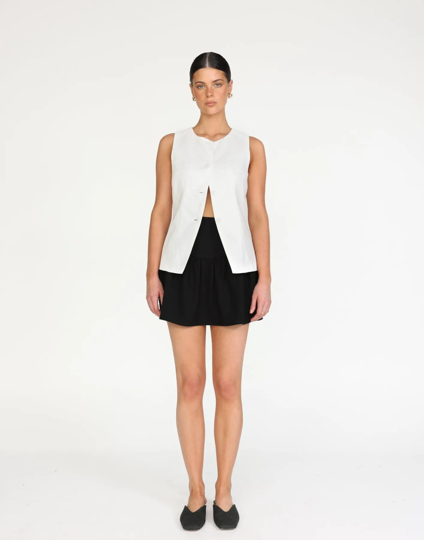 Kristen Vest Top (White)*CHARCOAL Sale