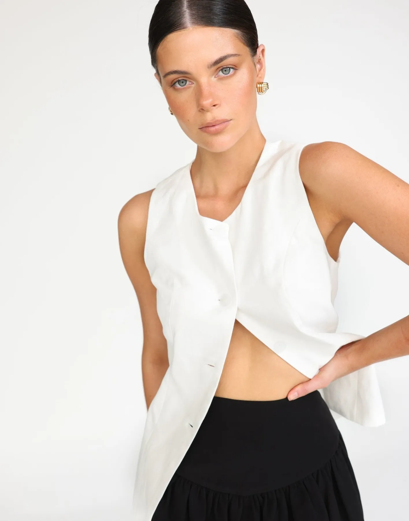 Kristen Vest Top (White)*CHARCOAL Sale