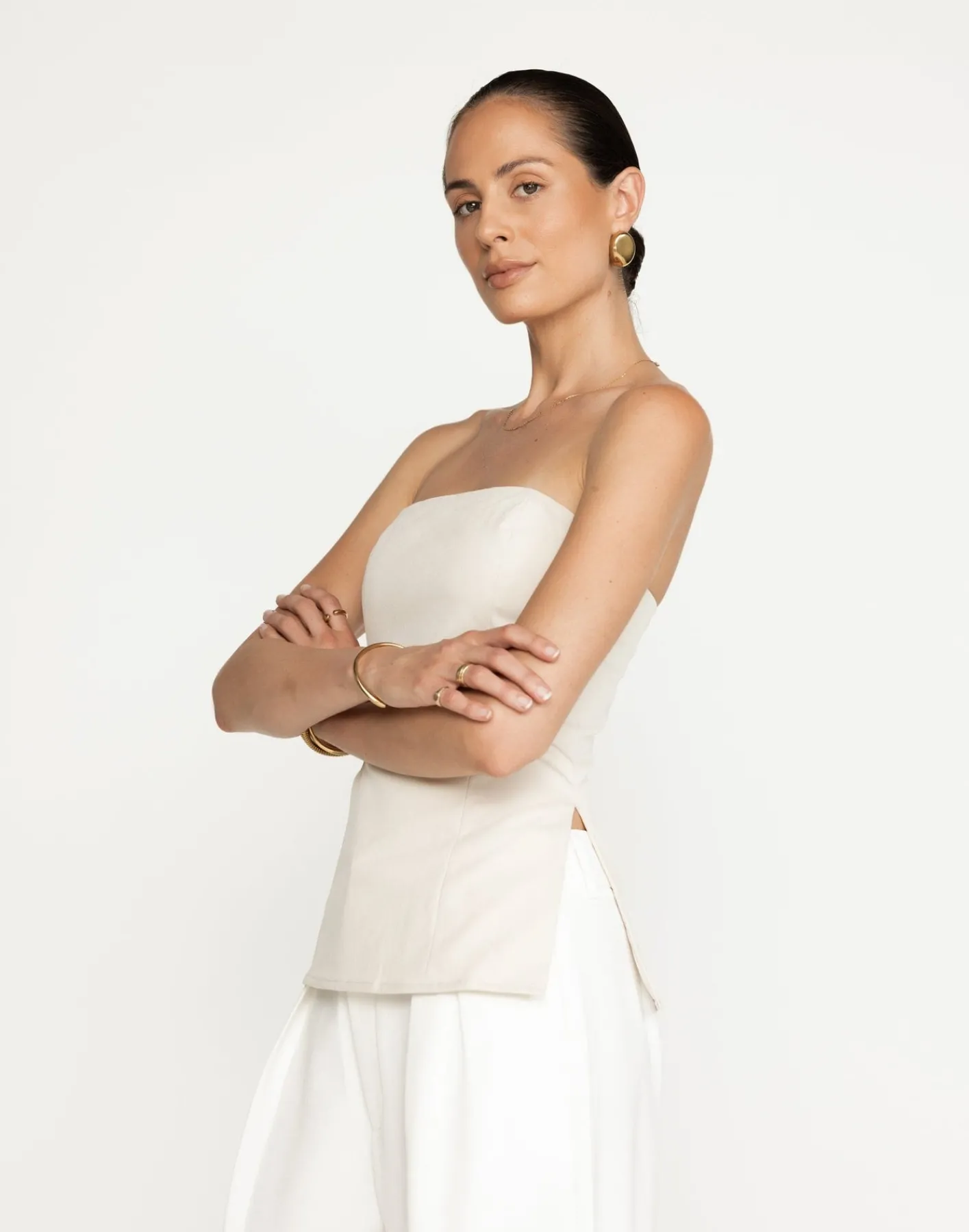 Madelaine Strapless Top (Oat)*CHARCOAL Clearance