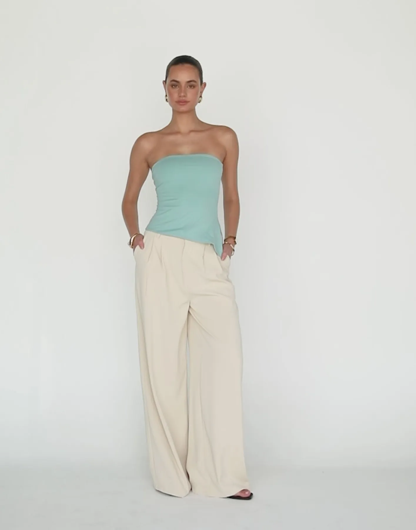 Monique Strapless Top (Azure)*CHARCOAL Clearance