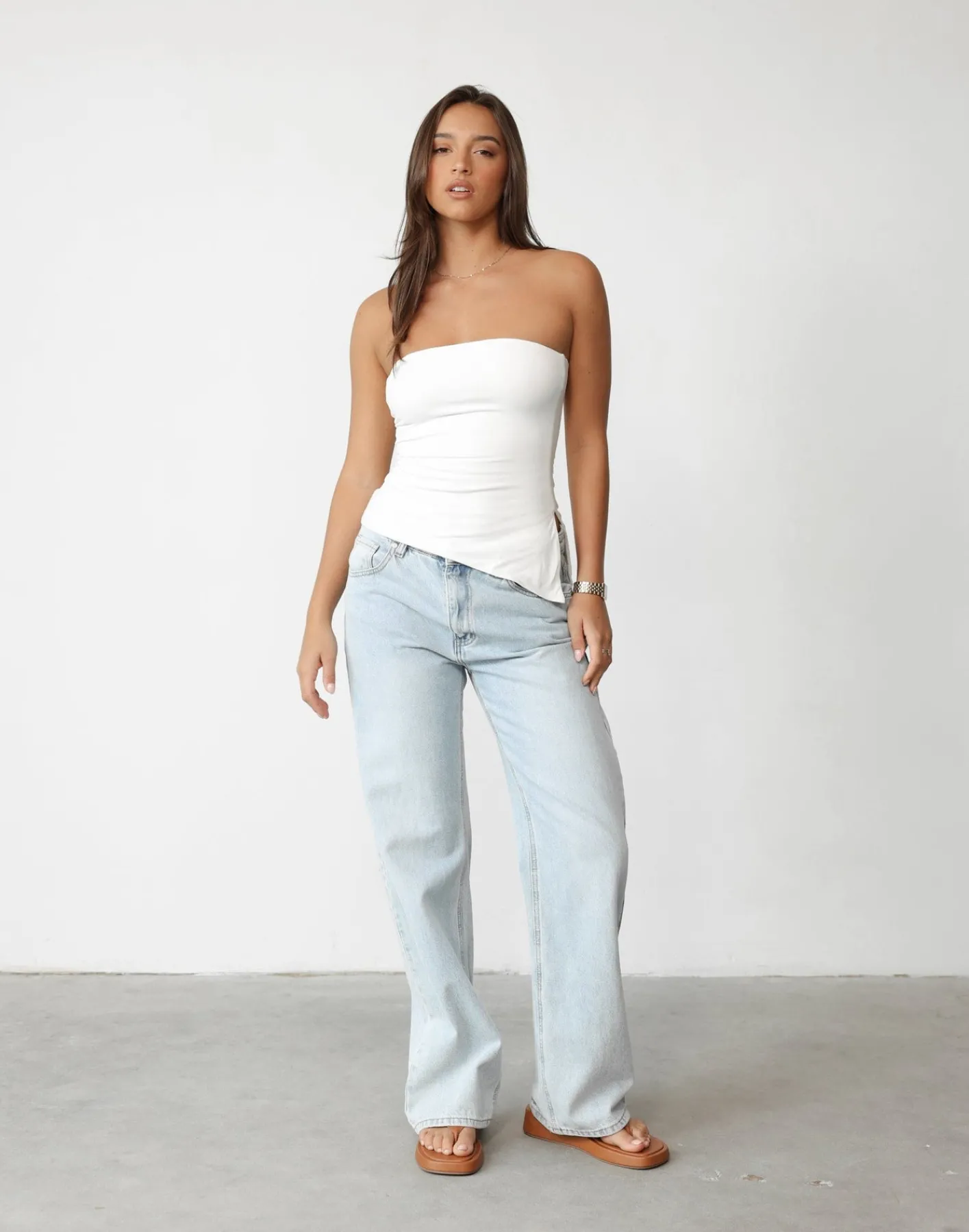 Monique Strapless Top (White)*CHARCOAL Hot