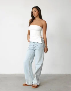 Monique Strapless Top (White)*CHARCOAL Hot