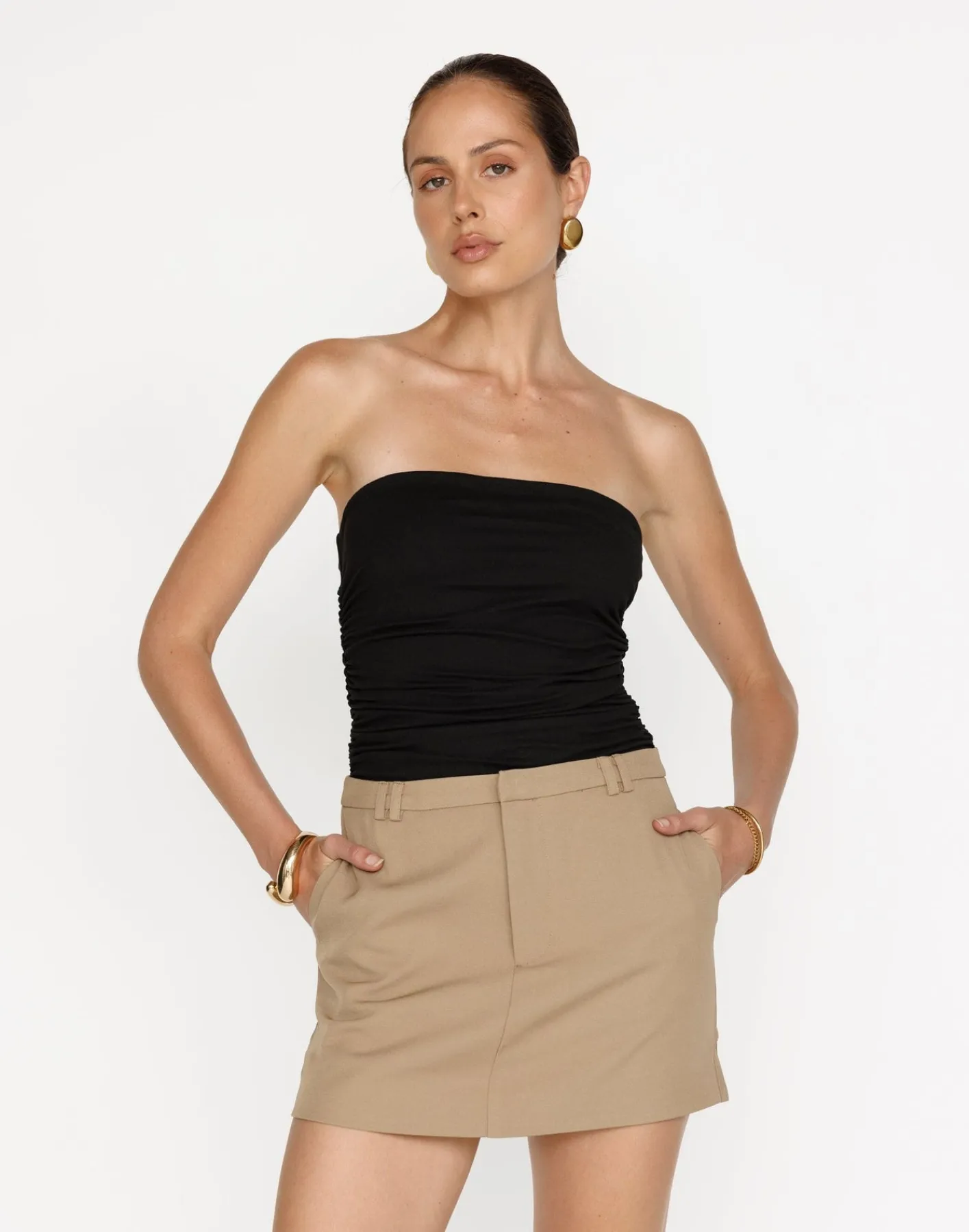 Nailah Mini Skirt (Hazelnut)*CHARCOAL Best