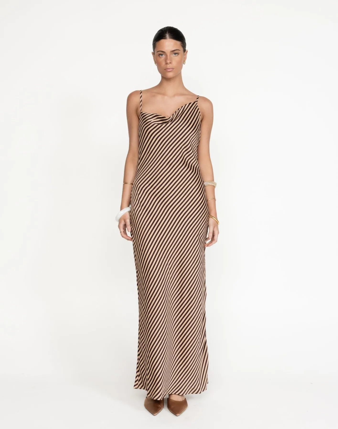 Nigella Maxi Dress (Caramel Pinstripe)*CHARCOAL Online