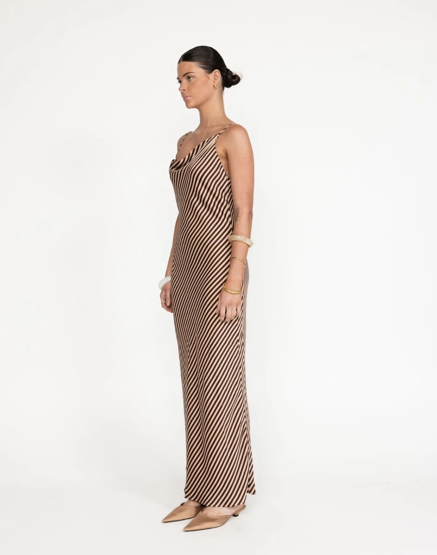 Nigella Maxi Dress (Caramel Pinstripe)*CHARCOAL Online