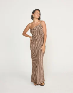 Nigella Maxi Dress (Caramel Pinstripe)*CHARCOAL Online