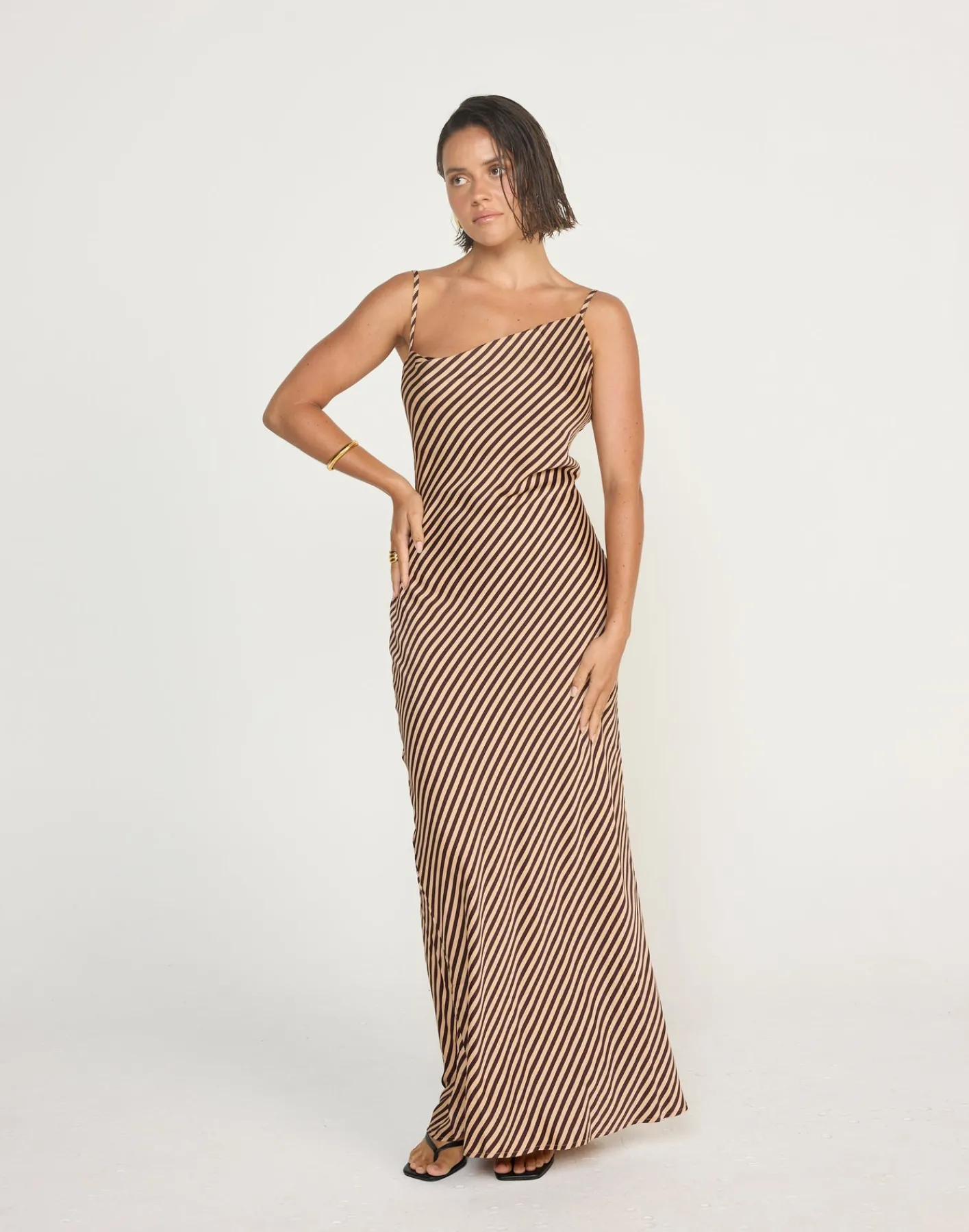 Nigella Maxi Dress (Caramel Pinstripe)*CHARCOAL Online