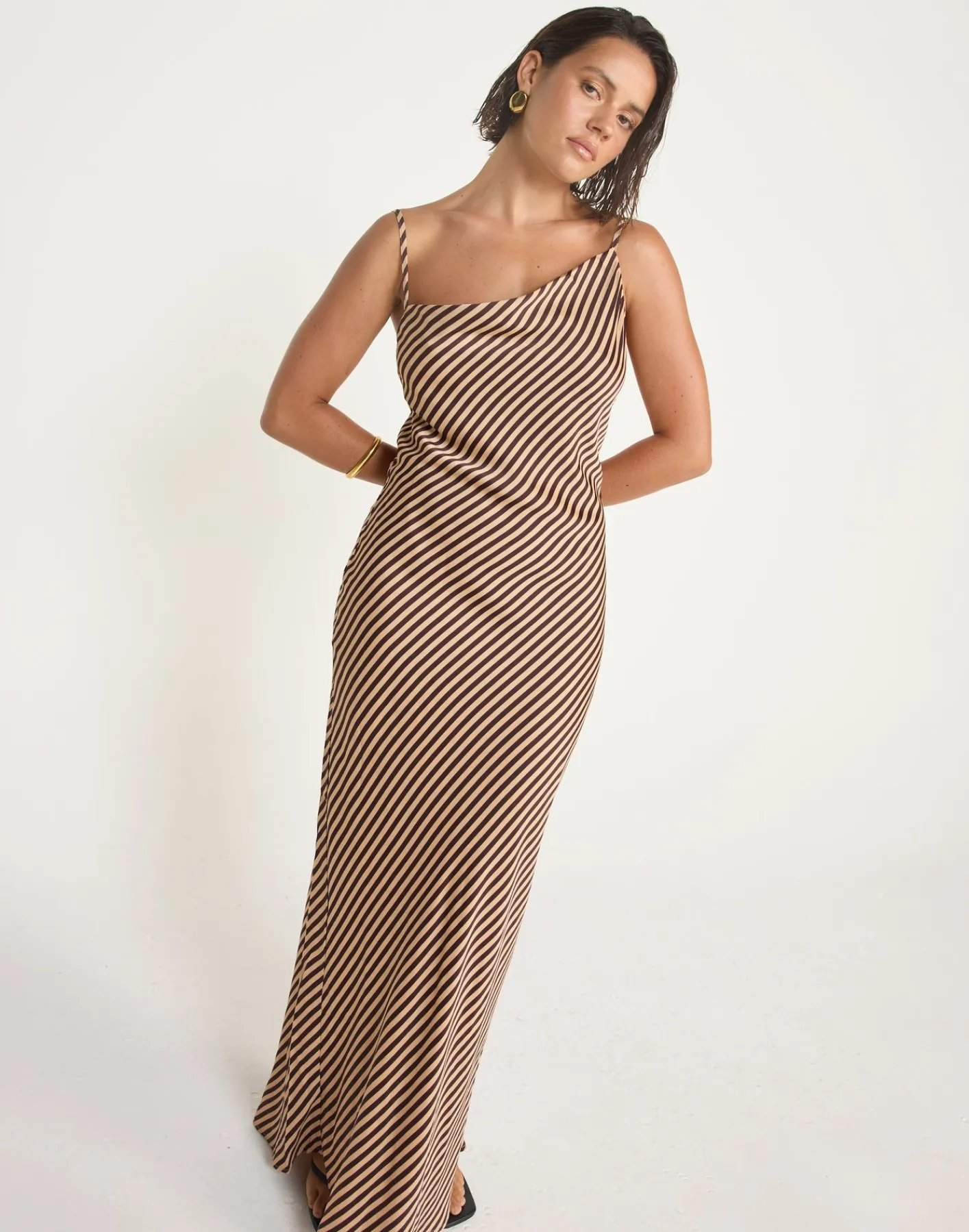 Nigella Maxi Dress (Caramel Pinstripe)*CHARCOAL Online