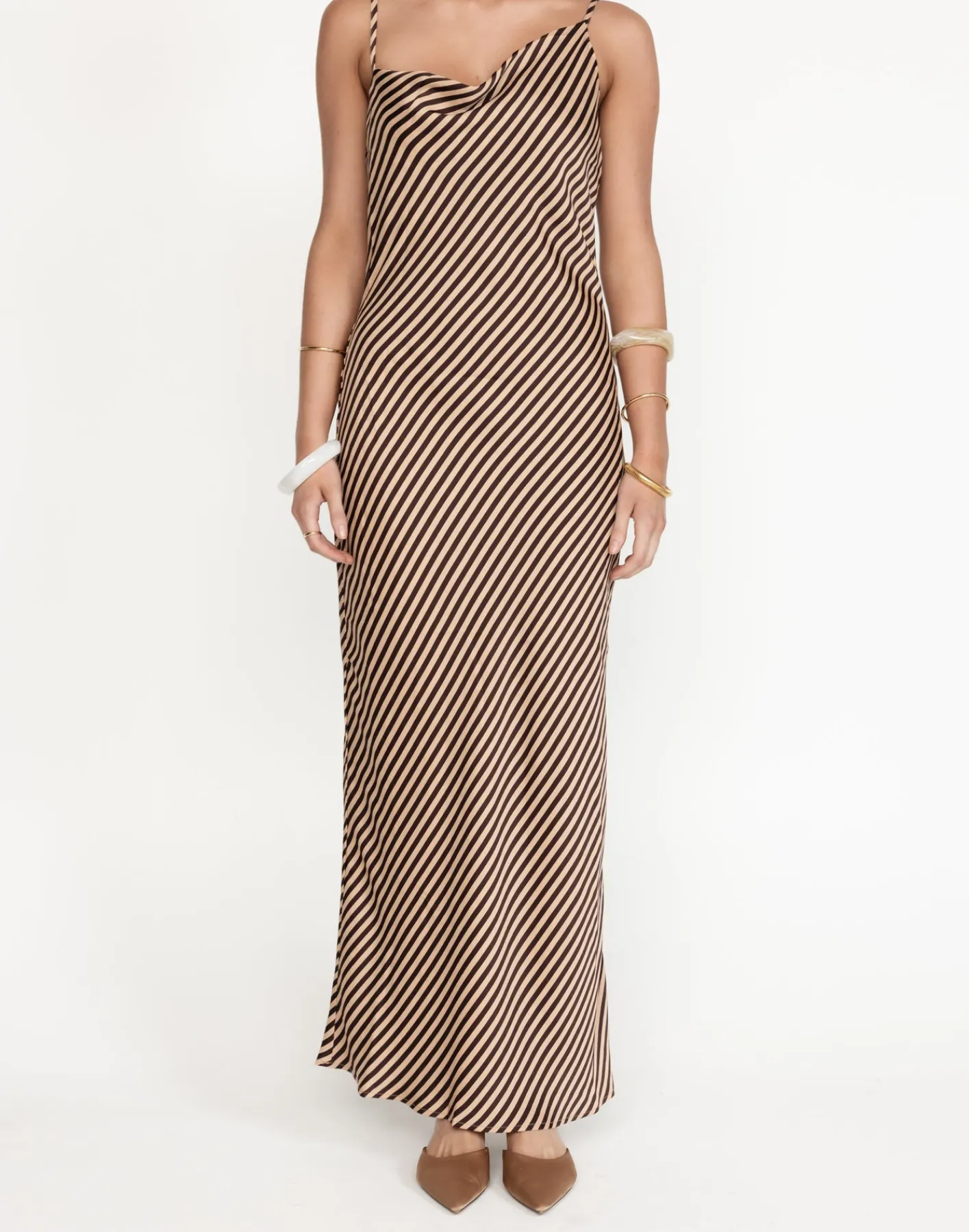 Nigella Maxi Dress (Caramel Pinstripe)*CHARCOAL Online