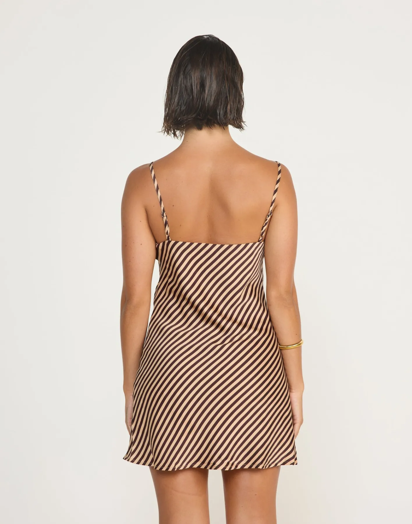 Nigella Mini Dress (Caramel Pinstripe)*CHARCOAL Outlet