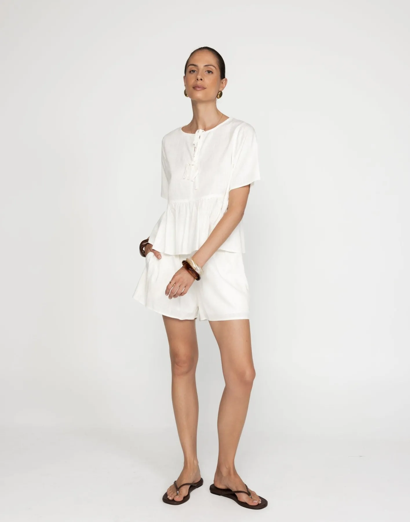Rachel Shorts (White)*CHARCOAL Sale