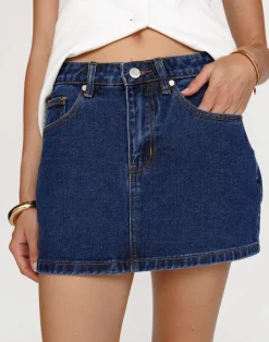 Riri Denim Mini Skirt (Dark Denim)*CHARCOAL Best