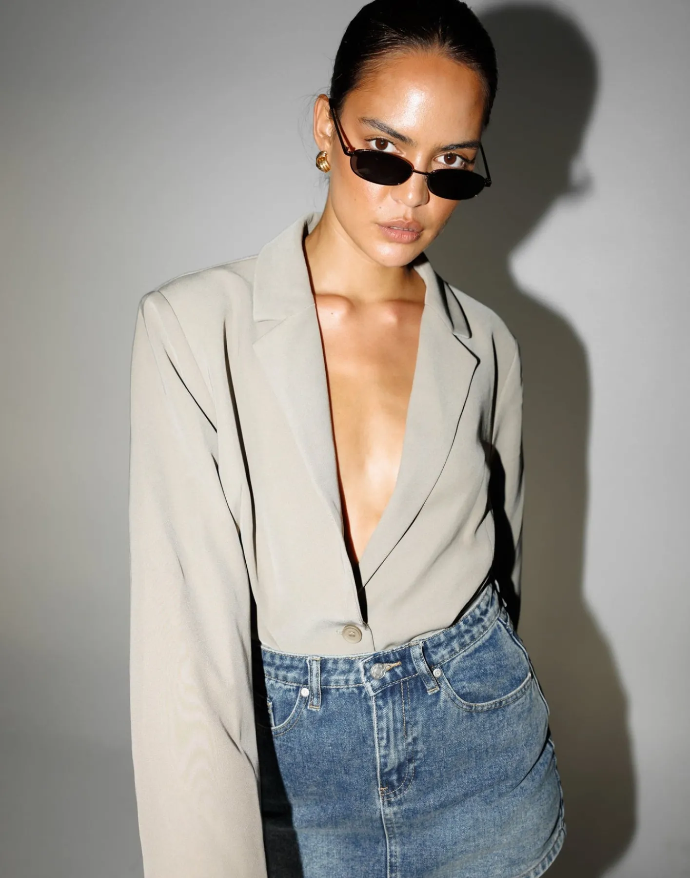 Riri Denim Mini Skirt (Faded)*CHARCOAL Hot