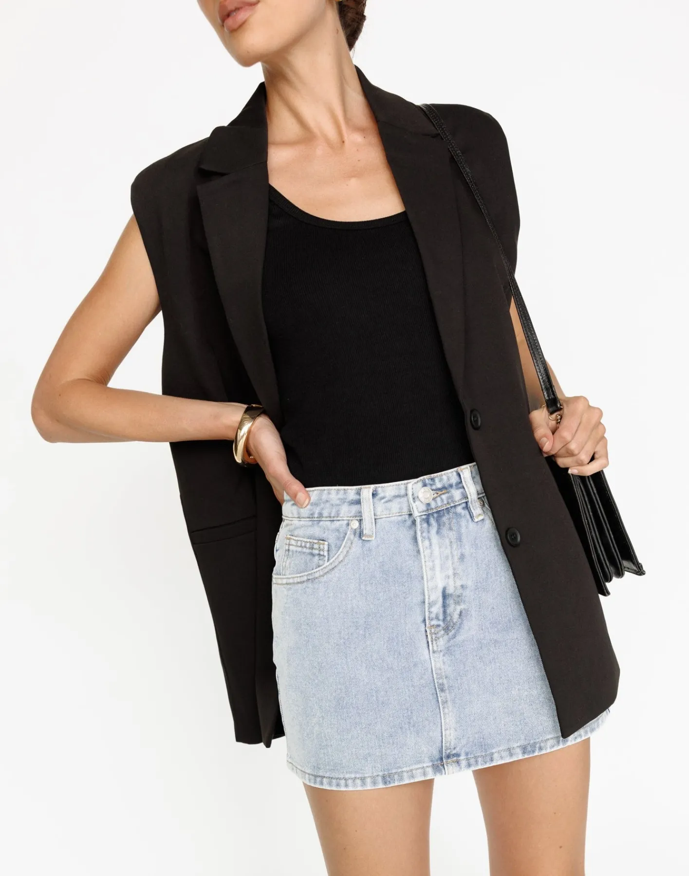 Riri Denim Mini Skirt (Light Vintage)*CHARCOAL Outlet
