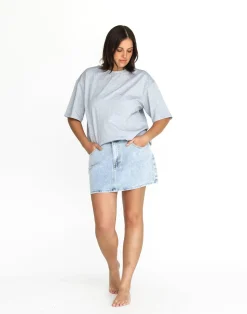 Riri Denim Mini Skirt (Light Vintage)*CHARCOAL Outlet