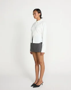 Rosalinda Mini Skirt (Textured Slate)*CHARCOAL CLOTHING Discount
