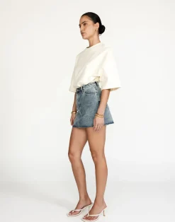 Rowan Denim Mini Skirt (Faded)*CHARCOAL Hot