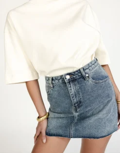 Rowan Denim Mini Skirt (Faded)*CHARCOAL Hot