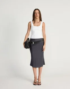 Samara Midi Skirt (Slate)*CHARCOAL CLOTHING Discount