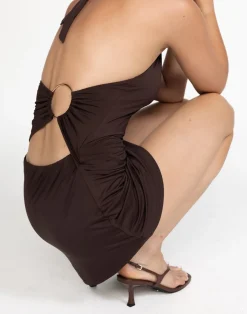 Speakeasy Mini Dress (Cocoa)*CHARCOAL Clearance