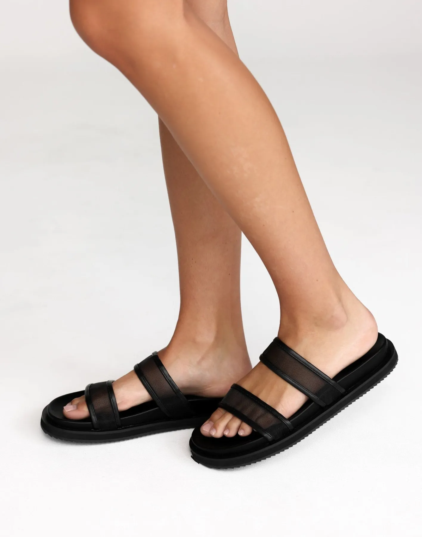 Tamre Slides (Black Mesh) - By*Billini New
