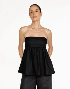 Tarsha Strapless Linen Top (Black)*CHARCOAL Sale