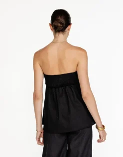 Tarsha Strapless Linen Top (Black)*CHARCOAL Sale