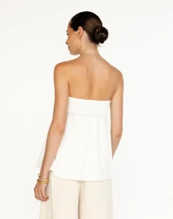 Tarsha Strapless Linen Top (White)*CHARCOAL Clearance
