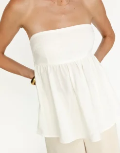 Tarsha Strapless Linen Top (White)*CHARCOAL Clearance
