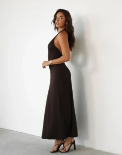 Victoria Maxi Dress (Chocolate)*CHARCOAL Best
