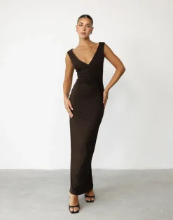 Viola Maxi Dress (Chocolate)*CHARCOAL Outlet