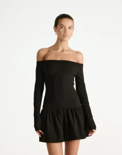 Yanna Long Sleeve Mini Dress (Black)*CHARCOAL Clearance